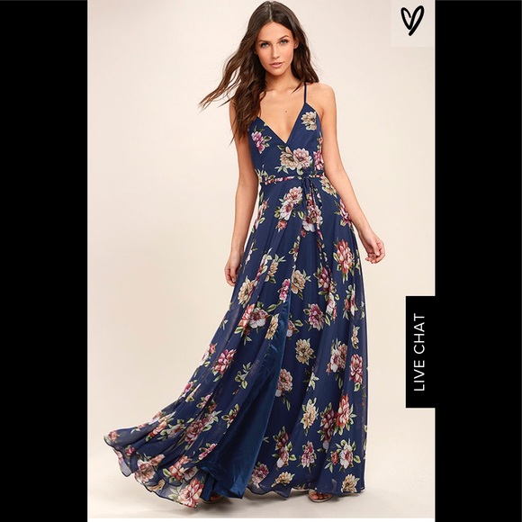 Lulus Dresses & Skirts - Lulu’s Always There for Me Blue Floral Print Dress